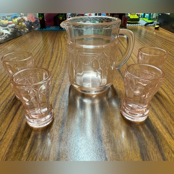 Other - Vintage in box, Mosser Glass Jennifer #11 pink glass mini pitcher & tumblers